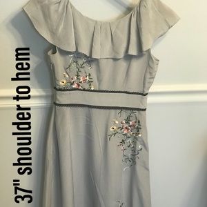 Floreat Ruffled Neckline Silk Dress